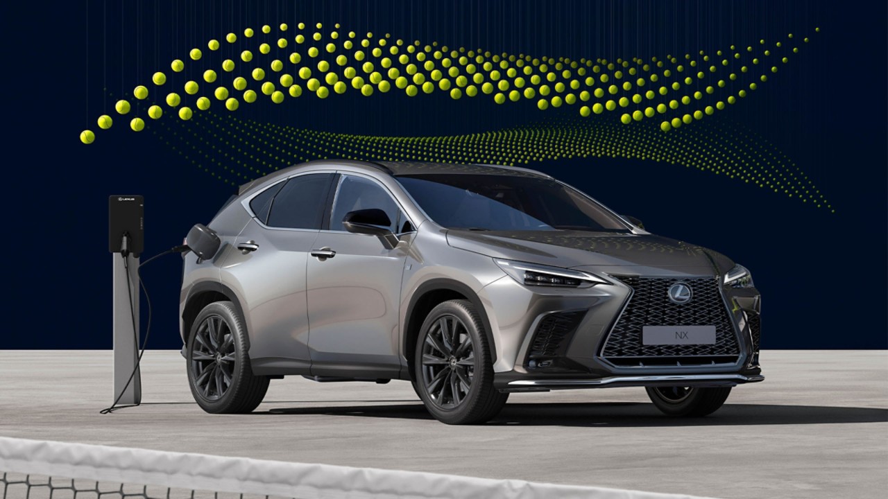 Lexus NX plugged into a HomeCharge charging system